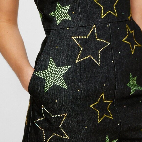 Nasty Gal Star Hotfix Denim Playsuit, NWT, Size 8 - Picture 5 of 9
